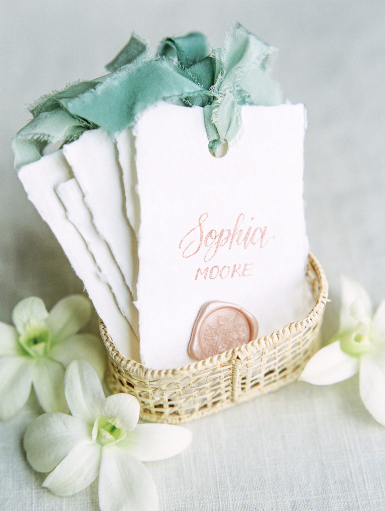Place Card with wax seal and ribbon